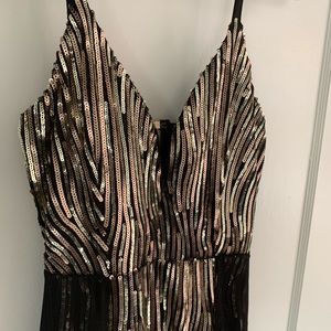 Sequin Romper with Train